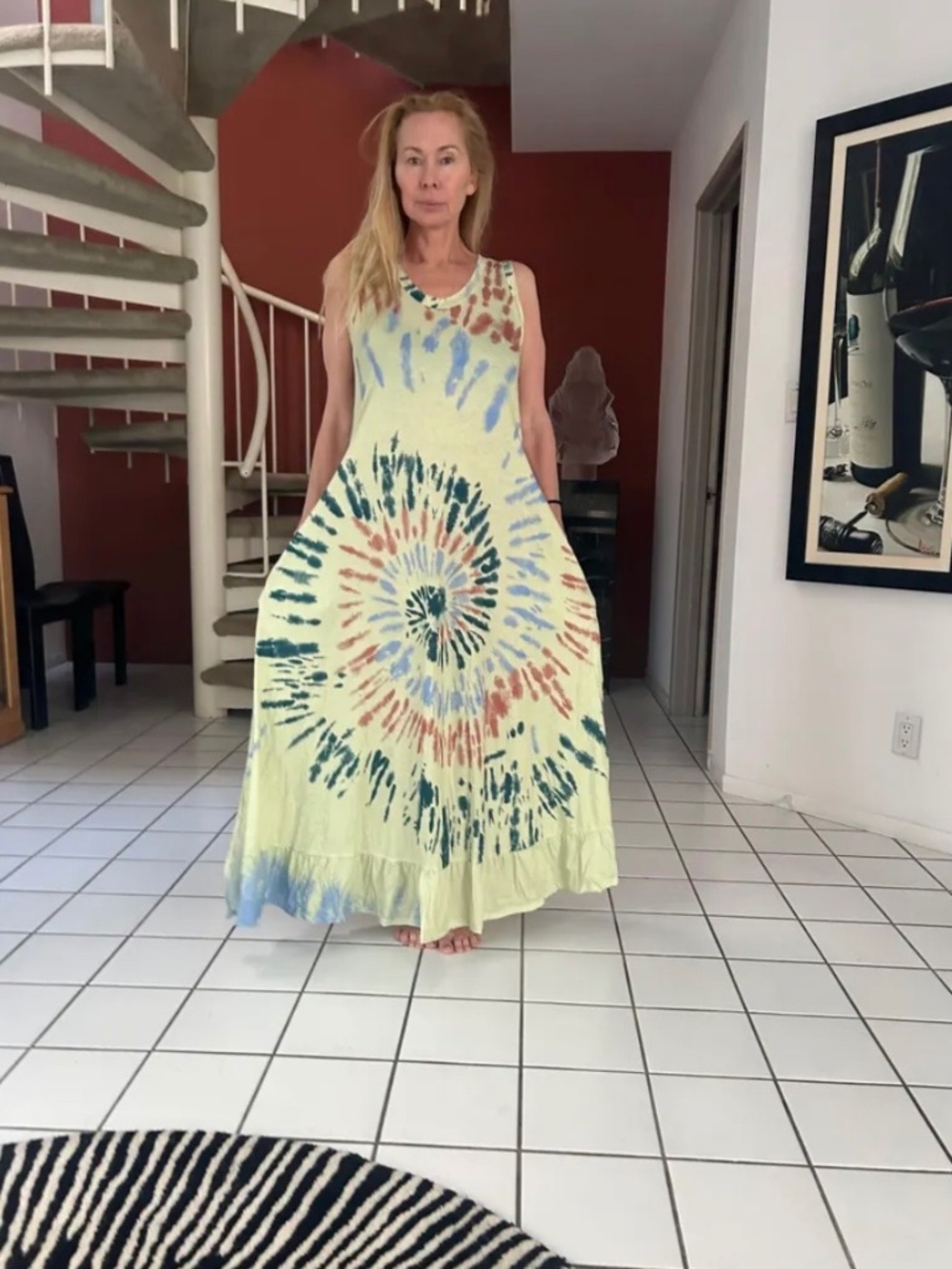 Long, soft tie-dye dress, summer dress, maxi dress, Large
